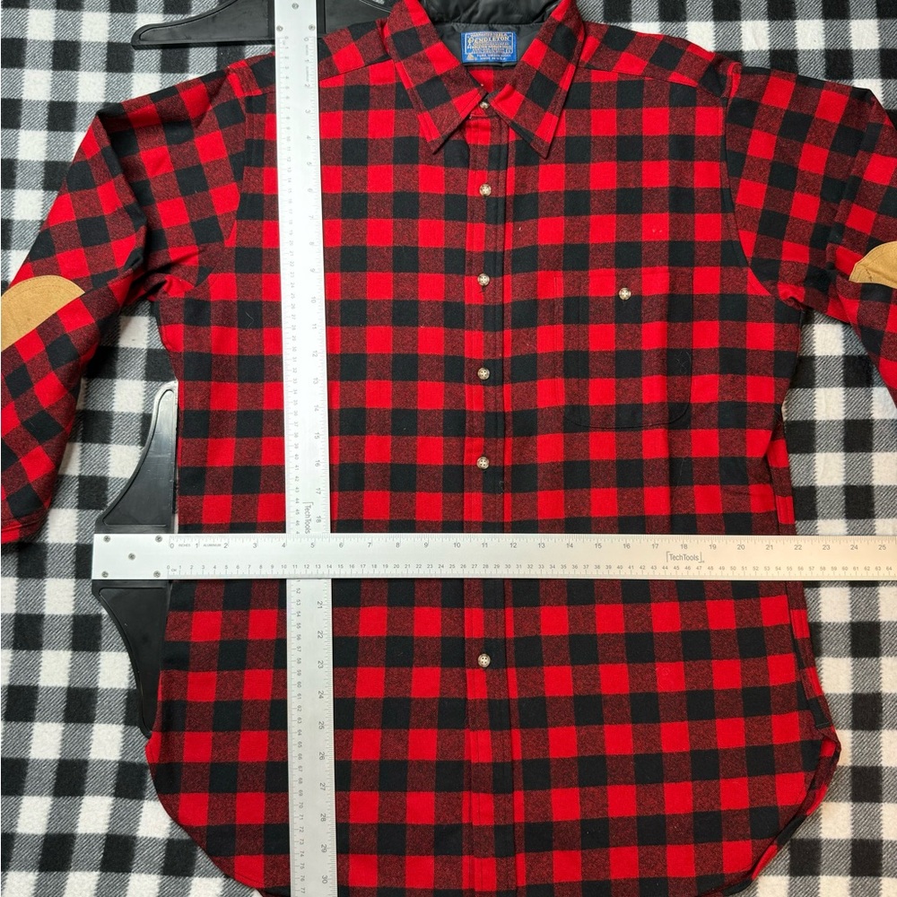 Pendleton Plaid Button Down Large 100% Virgin Wool - image 5